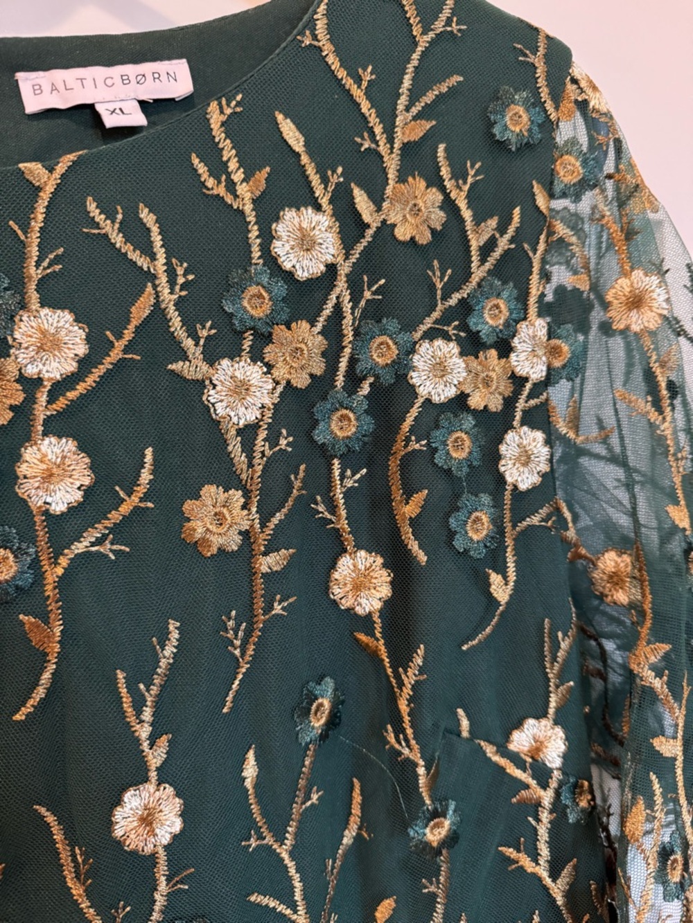 Baltic Born Dark Green Floral Embroidered Midi Dress - Picture 4 of 8